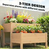 Wooden Raised Garden Bed, 2-Tier Raised Planter with Storage Shelf