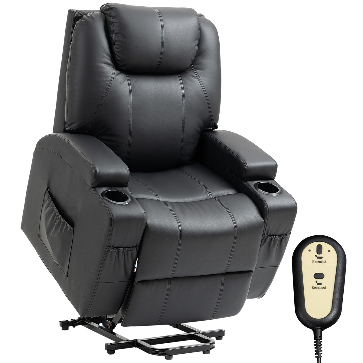 Fauteuil inclinable releveur pour personnes âgées, fauteuil releveur en cuir PU avec dossier épais et haut, repose-pieds, canapé inclinable pour salon