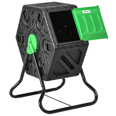Rotating Composter, Compost Bin with 24 Vents and Steel Legs, 17 Gallon