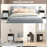 Nightstand Set of 2, Modern Bedside Table, Night Stand for Living Room with 2 Drawers and Open Storage