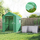 Greenhouse with Raised Garden Bed, Galvanized Metal Planter Box with PE Cover, 56