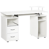 Computer Desk with Keyboard Tray, Home Office Desk with Drawers, CPU Stand, Printer Stand and Open Shelves, Writing Workstation for Study