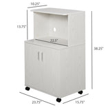 Microwave Cart on Wheels Utility Trolley Storage Sideboard Bookcase with 2-door Cabinet