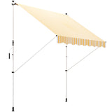 10x5ft Manual Retractable Awning, Patio Sun Shade Canopy Shelter with 5.6-9.2ft Support Pole