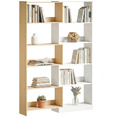 Corner Bookshelf, 5-Tier L-Shaped Bookcase with 350° Rotating Design