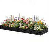 12 x 4 x 1ft Galvanized Raised Garden Bed, Reinforced Outdoor Planter Box with Open Bottom