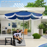 9FT Patio Umbrella Parasol, UPF 30+ Outdoor Market Umbrella with Crank, 8 Ribs, Push Button Tilt
