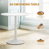 Round Dining Table Set for 4 with Pedestal Base, PU Padded Seats, for Small Space