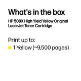 Cartouche de toner LaserJet jaune original haute capacité HP 508X
