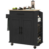 Rolling Island with Wheels for Kitchen, Drawer and Doors