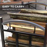 3-Tier Firewood Rack Heavy Duty Wood Storage Log Stacking Shelf with Hanging Hooks