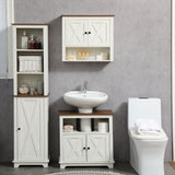 Farmhouse Bathroom Sink Cabinet, Pedestal Sink Storage Cabinet with Double Doors and Shelves