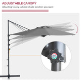 10 FT Cantilever Umbrella, Aluminum Hanging Offset Umbrella with 360°Rotation, Tilt