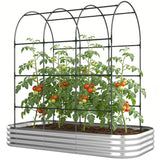 Galvanised Raised Garden Bed with Arched Trellis, 7 x 4 x 7ft Metal Outdoor Planter Box with Open Bottom