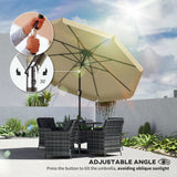 Parasol de patio 10 pi avec bouton-poussoir d'inclinaison et manivelle