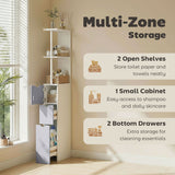 Tall Bathroom Storage Cabinet, Narrow Bathroom Cabinet with Drawers and Open Shelves for Small Spaces