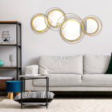 Metal Wall Art Gold Frame Circle Bathroom Mirror Decor Home Hanging Wall Sculptures, 42.25