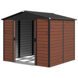 Remise de rangement extérieure 8' x 7', Abri de jardin en acier galvanisé avec portes verrouillables, cadre de plancher, serrure et gants pour cour