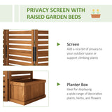 Outdoor Privacy Screen Wood Privacy Panel with 4 Planter Boxes, Raised Bed with 3 Panels