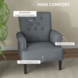 Fauteuil, Fauteuil d'appoint en tissu, Fauteuil de salon moderne avec pieds en bois et accoudoirs roulés pour chambre à coucher