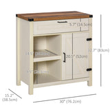 Rustic Barn Door Storage Cabinet Modern Farmhouse Buffet Sideboard for Kitchen