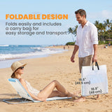 2 Pieces Beach Lounge Chair, Outdoor Folding Chaise Lounge Set w/ Pillow for Sunbath