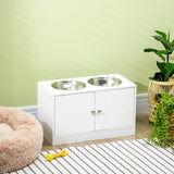 Elevated Dog Bowls for Large Dogs Pet Feeding Station with Stand, Storage, 2 Stainless Steel Food and Water Bowls