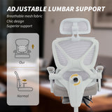 Mesh Desk Chair with Adjustable Headrest, Reclining Ergonomic Office Chair with Footrest