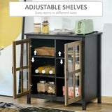 Kitchen Sideboard, Glass Door Buffet Cabinet, Accent Storage Cabinet with 2 Glass Doors and Adjustable Shelf for Dining Room