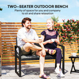 2 Seater Outdoor Bench, Steel Frame for Patio