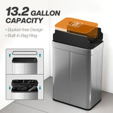 14.5 Gal (55 L) Sensor Can, Fingerprint-Proof Stainless Steel