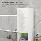 Tall Bathroom Cabinet, High Gloss Storage Cabinet with Doors and Adjustable Shelves, 11.8