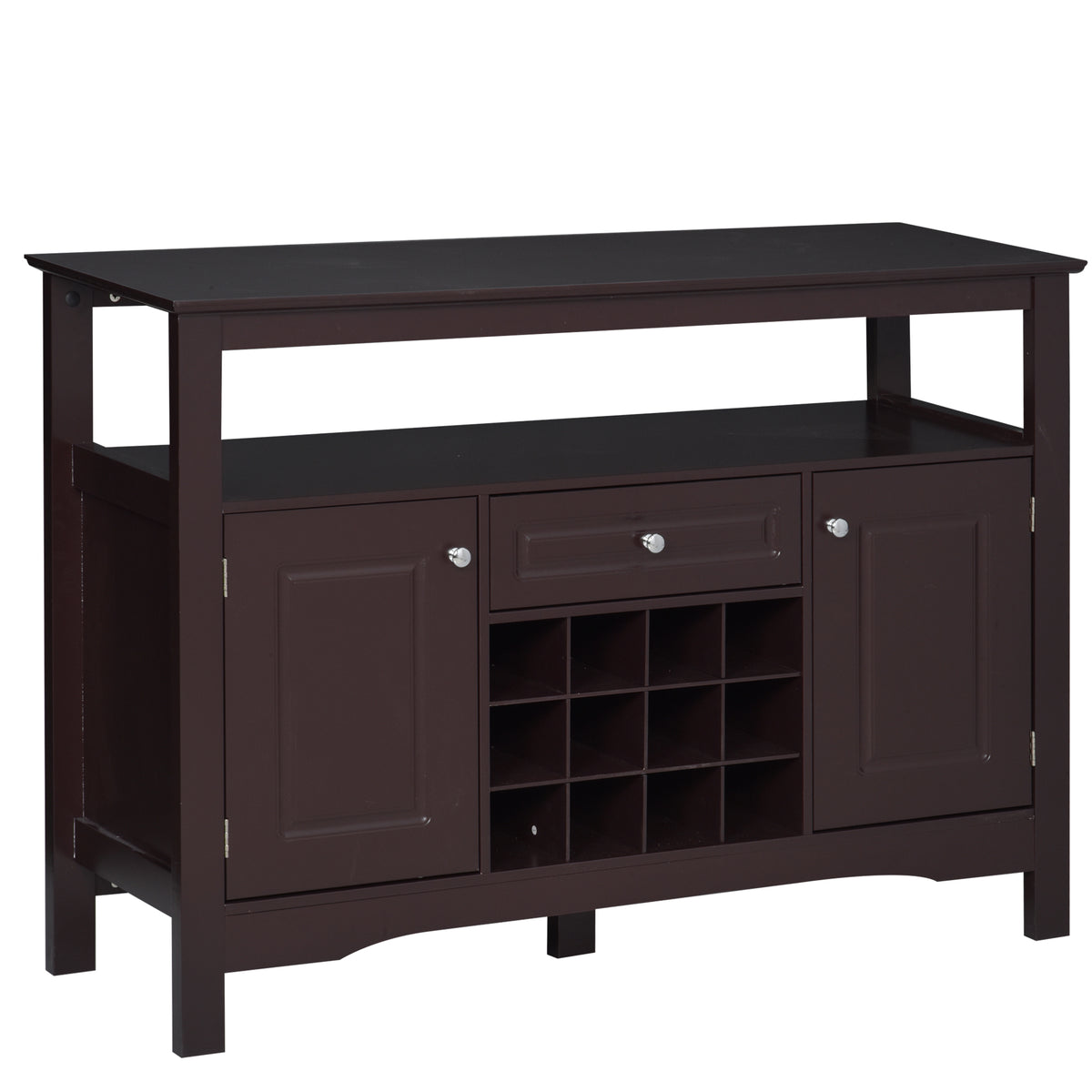 Modern Kitchen Buffet Bar Cabinet Storage Sideboard Dining Server with Drawer & 12-Bottle Wine Rack for Living Room
