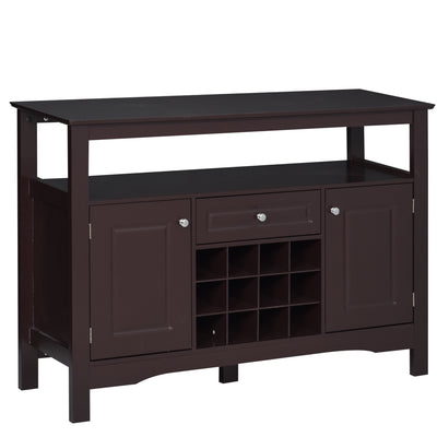Modern Kitchen Buffet Bar Cabinet Storage Sideboard Dining Server with Drawer & 12-Bottle Wine Rack for Living Room