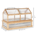 Kit de lit de fleurs de jardin surélevé avec serre, bac à plantes châssis froid en bois avec toit ouvert, 48
