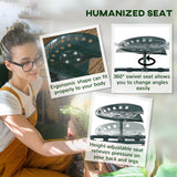 Garden Cart Garden Seat on Wheels with Tool Tray, 360° Swivel and Height Adjustable Seat