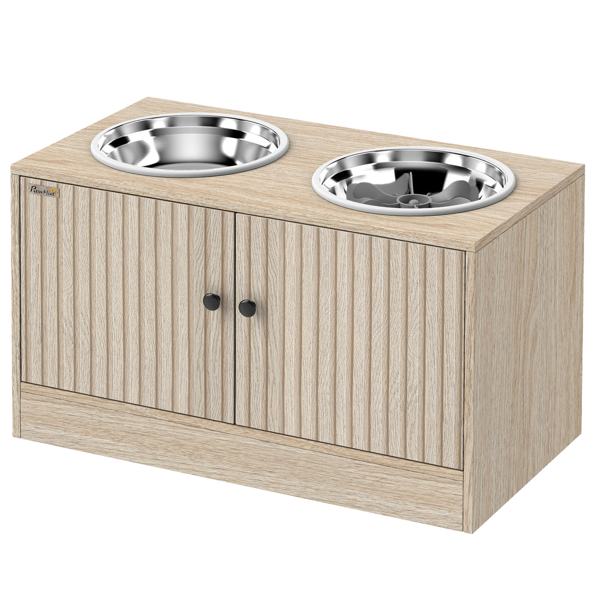 Raised Dog Bowls with Storage, 2 Stainless Steel Food and Water Bowl Non-Slip