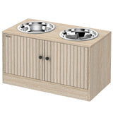 Raised Dog Bowls with Storage, 2 Stainless Steel Food and Water Bowl Non-Slip
