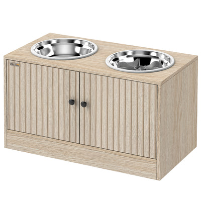 Raised Dog Bowls with Storage, 2 Stainless Steel Food and Water Bowl Non-Slip