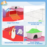 18.5'' Hamster Cage with Exercise Wheel and Water Bottle Dishes, Rat House and Habitats 2 Storey Design