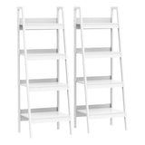 Set of 2, 4 Tier Ladder Shelf Bookcase, Multi-Use Display Rack, Storage Shelving Unit Display Stand