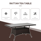 Garden Dining Table, Patio Rattan Dining Table with Glass Top, Storage Shelf for Yard, 59