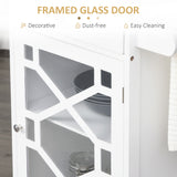 Kitchen Cart on Wheels, Rolling Kitchen Island with Drawer, Glass Door, Towel Rack and Adjustable Shelf