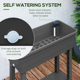 41L Self Watering Raised Garden Bed w/ Ventilation Transparent Lid Greenhouse, Planter Box w/ Storage Shelf