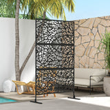6.5FT Decorative Outdoor Divider, Metal Privacy Screen with Stand