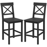 Counter Height Stools Set of 2, Farmhouse Bar Stools with Backs, Solid Wood Counter Stools for Kitchen Island