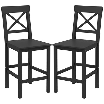 Counter Height Stools Set of 2, Farmhouse Bar Stools with Backs, Solid Wood Counter Stools for Kitchen Island