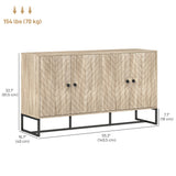 Buffet Sideboard avec 2 Tablettes Ajustables et Base en Acier, Meuble pour Téléviseur, Meuble-Bar pour Salon
