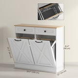 Tilt Out Laundry Cabinet, Bathroom Storage Cabinet with 2 Removable Baskets and 2 Drawers