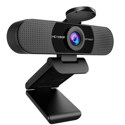 Webcam ViewSonic 1080P USB avec support 3-EN-1 (magnétique, clip et trépied) et câble USB Type A vers Type A, Noir/Argent